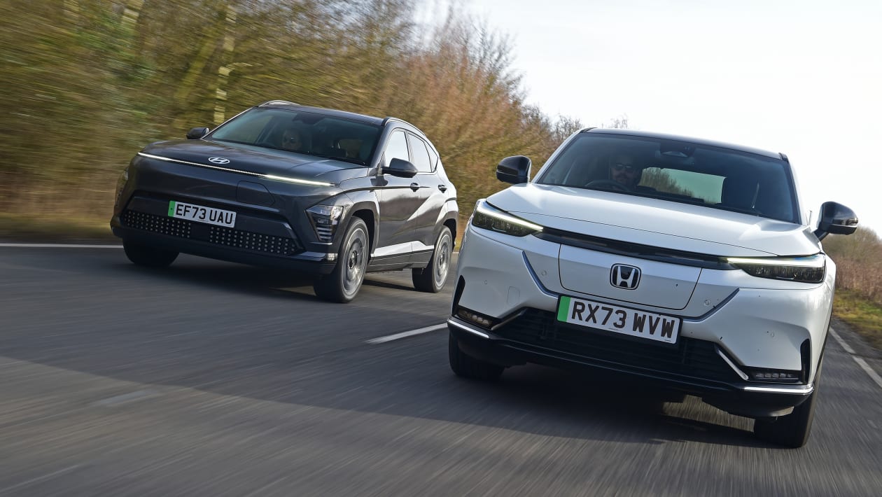 Honda e:Ny1 vs Hyundai Kona Electric 2024 twin test: an electric SUV ...